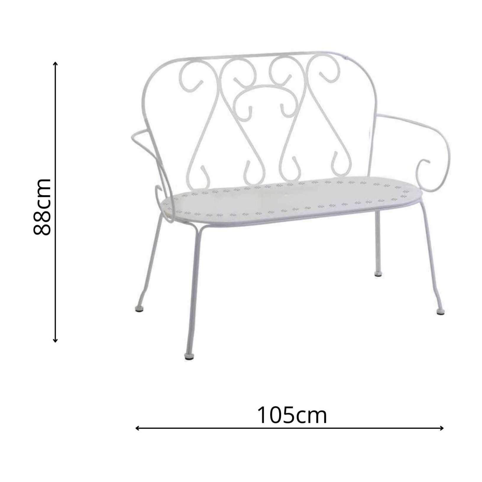 Panchina New Old Vacchetti in metallo bianco crema cm105x48h88