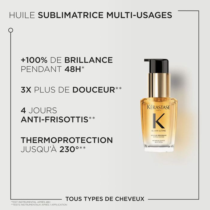 Elixir Ultime - L'Huile Originale sublimatrice rechargeable pour tous types de cheveux