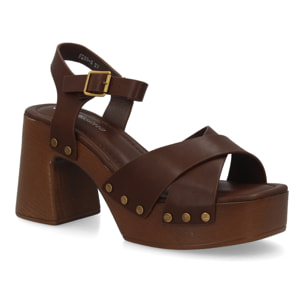 Sandalia plataforma tacón ancho para mujer