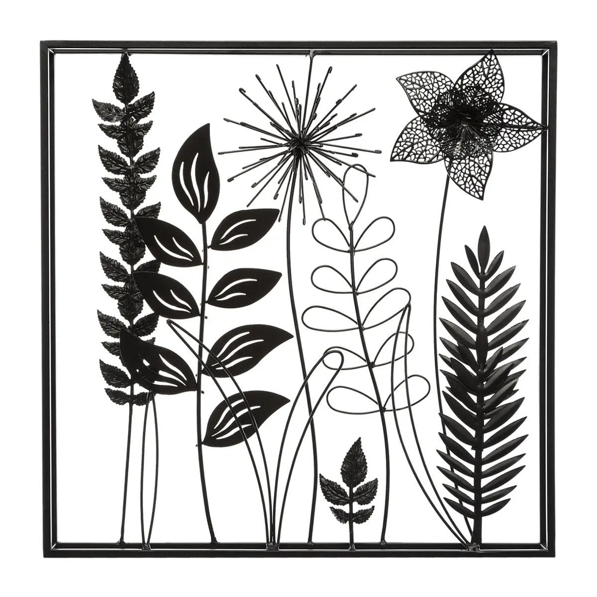 Déco murale "Feuilles" métal 40x40cm
