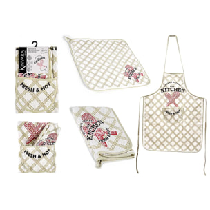 Set di grembiule + strofinaccio da cucina.