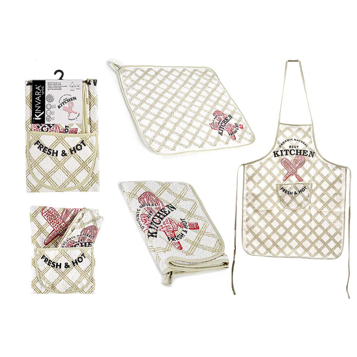 Set di grembiule + strofinaccio da cucina.