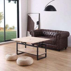 Mesa de centro elevable y extensible en negro y roble 46-91x48,3-57,6 Rens Negro - Roble