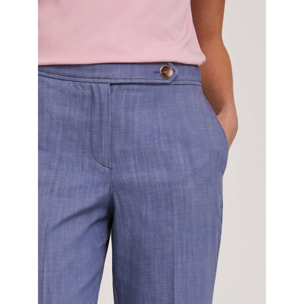 Motivi - Pantaloni wide in tela di cotone - Azzurro