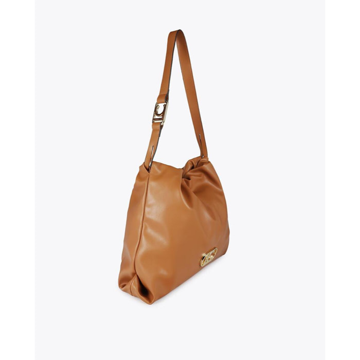 Borsa shopper effetto pelle con logo