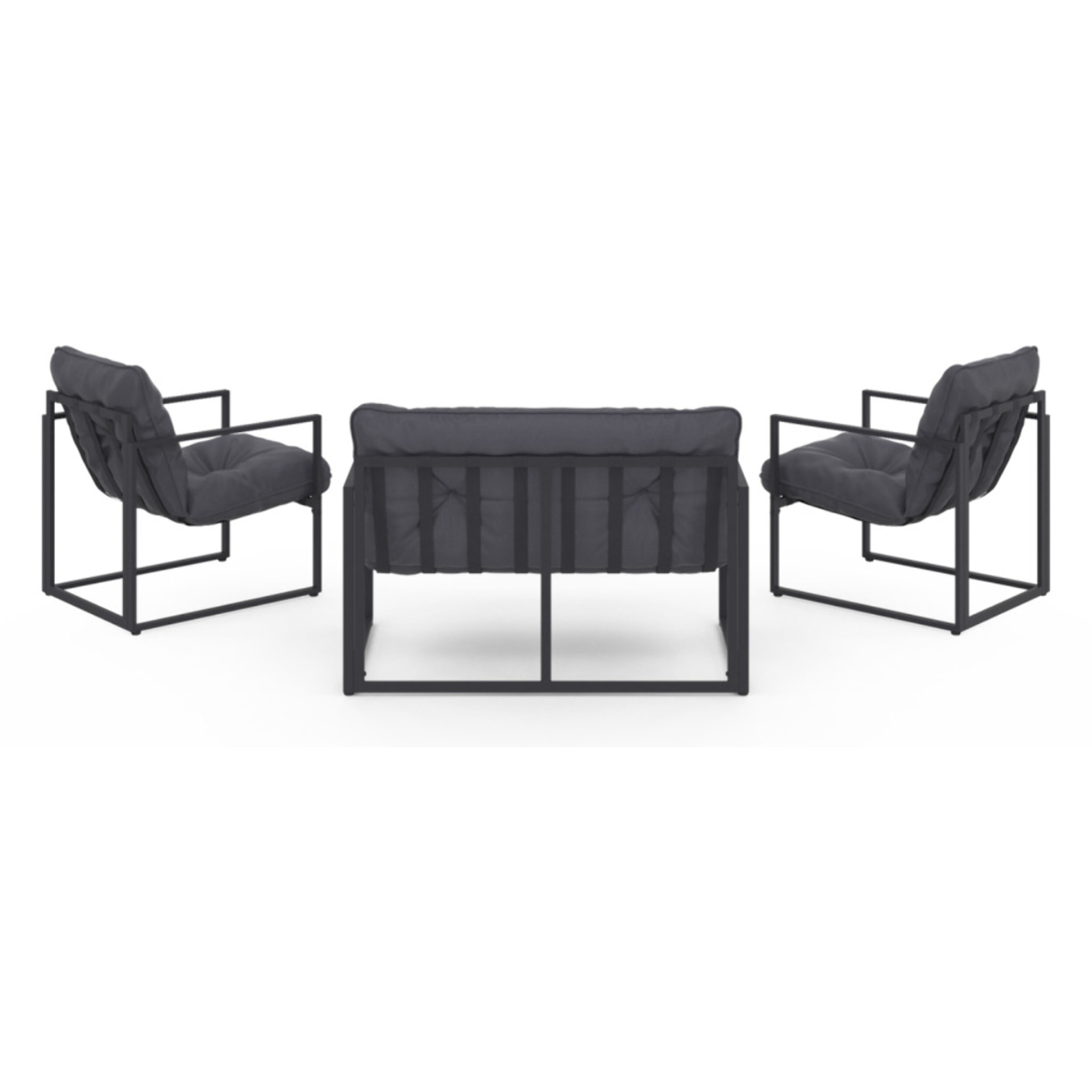 Salon de jardin Tropéa 4 places avec coussins gris