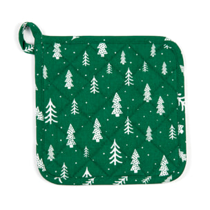 Set canovaccio con presina e guanto da cucina Excelsa – Green Winter, Cotone Verde