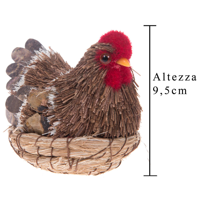 Gallina. Altezza 9,5 Cm - Pezzi 4 - 8X9,5X6,5cm - Colore: Altro - Bianchi Dino - Soggetti Pasquali, Conigli, Galline, Pecore Ecc