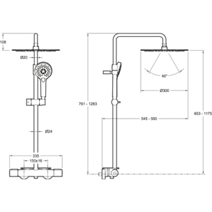 Colonne de douche thermostatique Metro noir mat