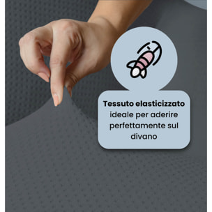 COPRIDIVANO IRIS, Elastico, Estensibile e Sagomato - GRIGIO SCURO