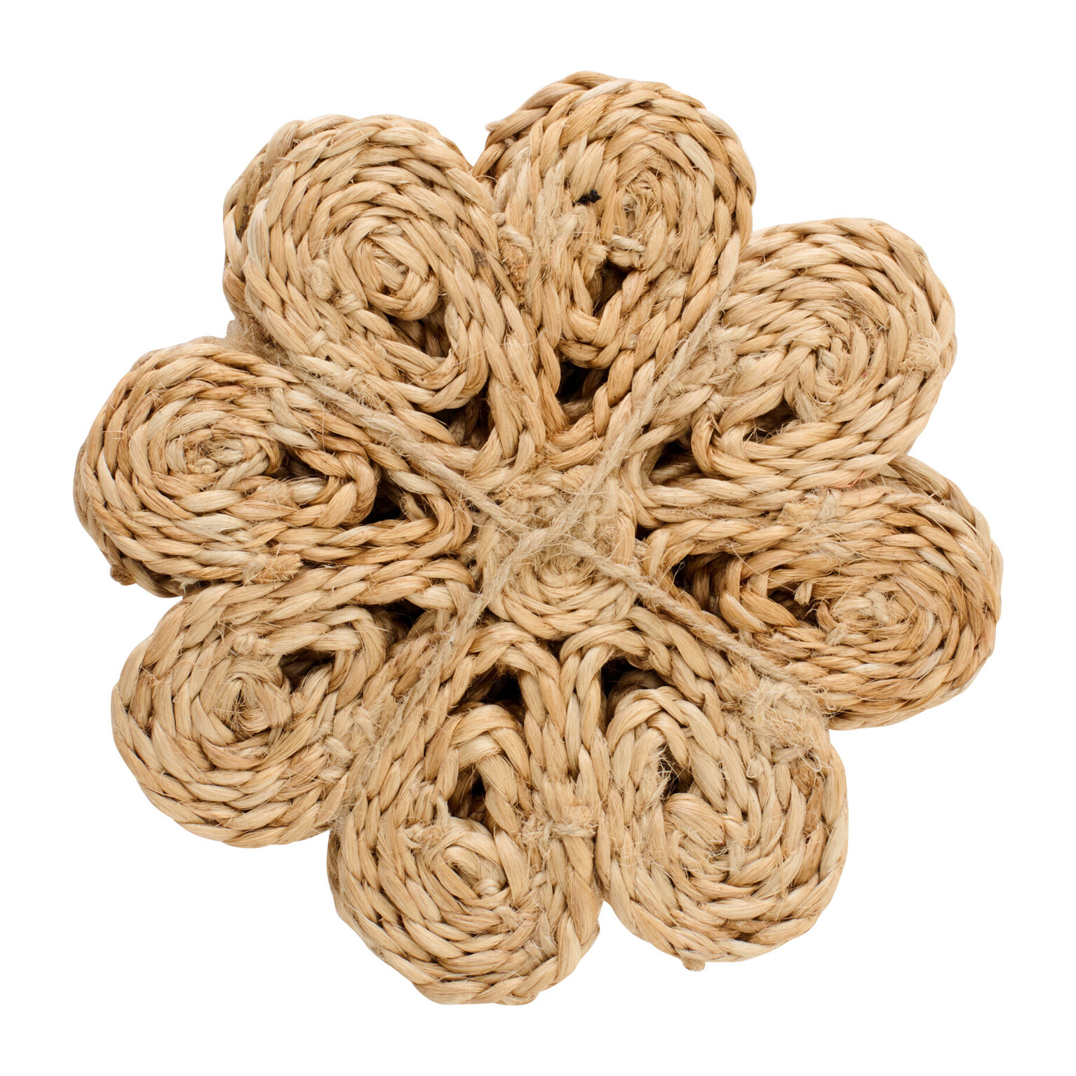 J-Line Dessous de verre Fleur - jute - naturel - set de 6