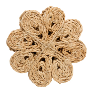 J-Line Dessous de verre Fleur - jute - naturel - set de 6