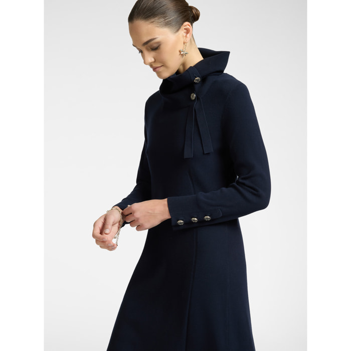 Elena Mirò - Vestido de punto con botones - Azul