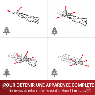 Sapin de Noël artificiel aspect enneigé Ø 86 x 180H cm 50 pommes de pin 718 branches épines imitation Nordmann grand réalisme