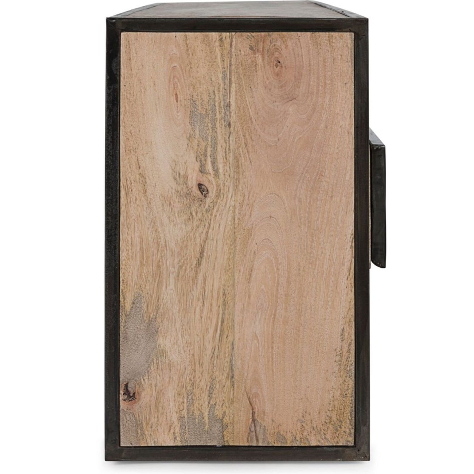 Porta tv MANCHESTER in legno di mango e acciaio nero, 195x38x60 cm