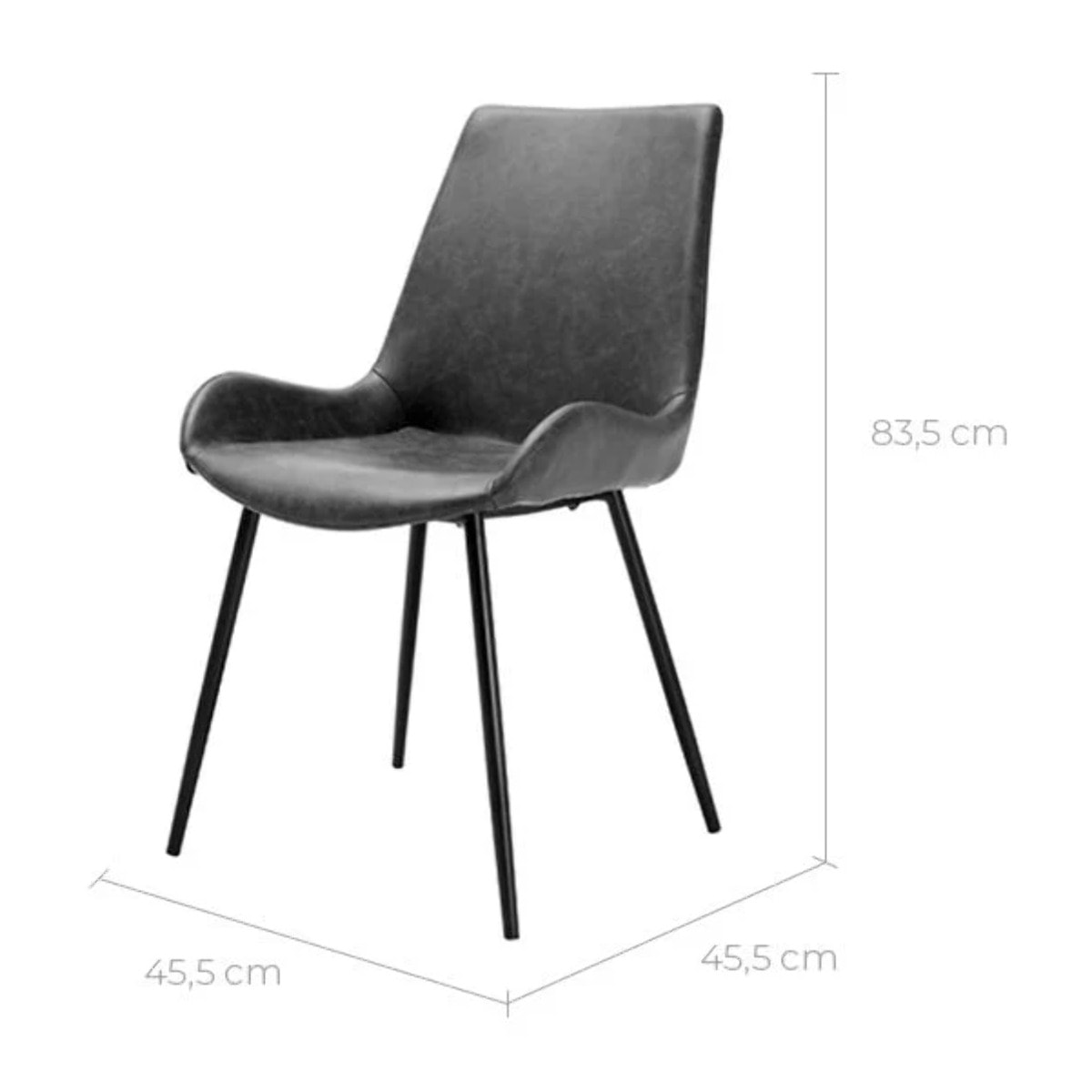 Lot de 2 chaises en cuir synthétique gris foncé - Austin
