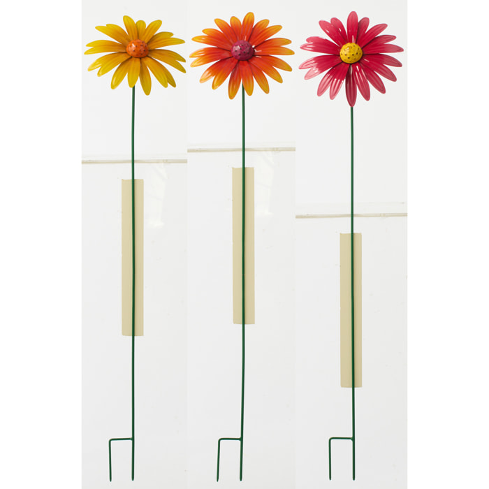 J-Line Fleur décorative - métal - multicolore - large  3 pièces