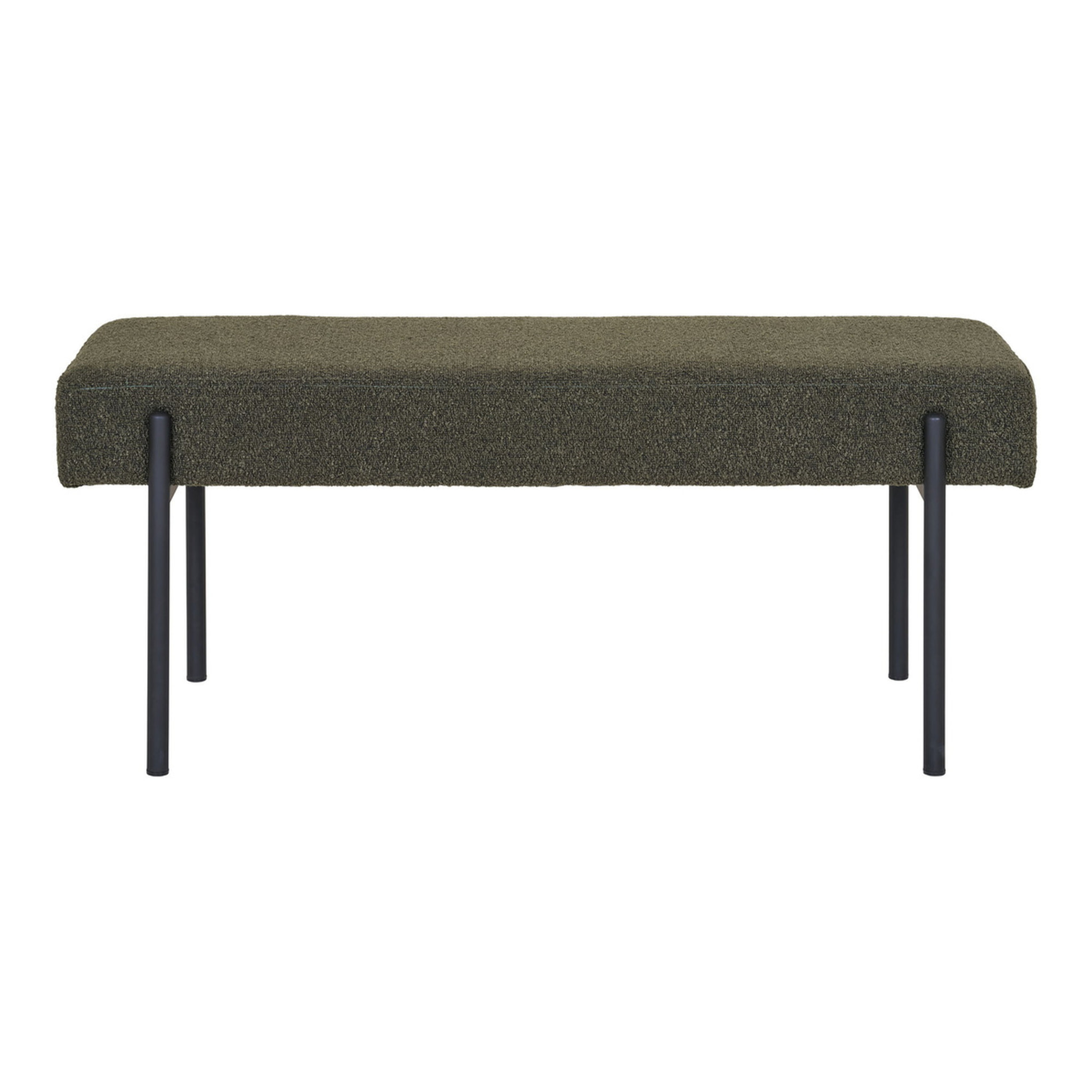 Panca Swindon in Bouclé Verde Scuro con Gambe Nere — 100×36×42,5 cm