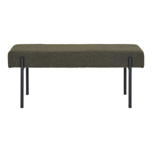 Panca Swindon in Bouclé Verde Scuro con Gambe Nere — 100×36×42,5 cm