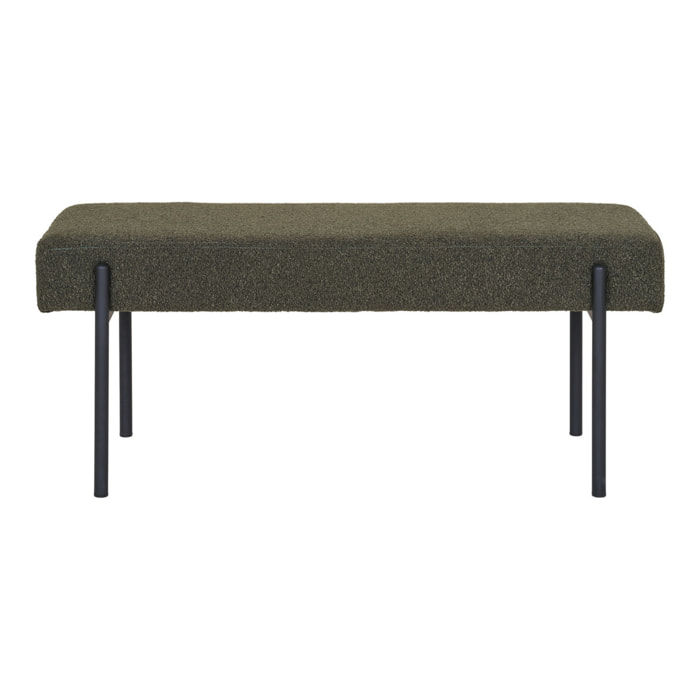 Panca Swindon in Bouclé Verde Scuro con Gambe Nere — 100×36×42,5 cm