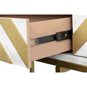 Consola Madera-metal Blanco-dorado 120x35x81 Cm