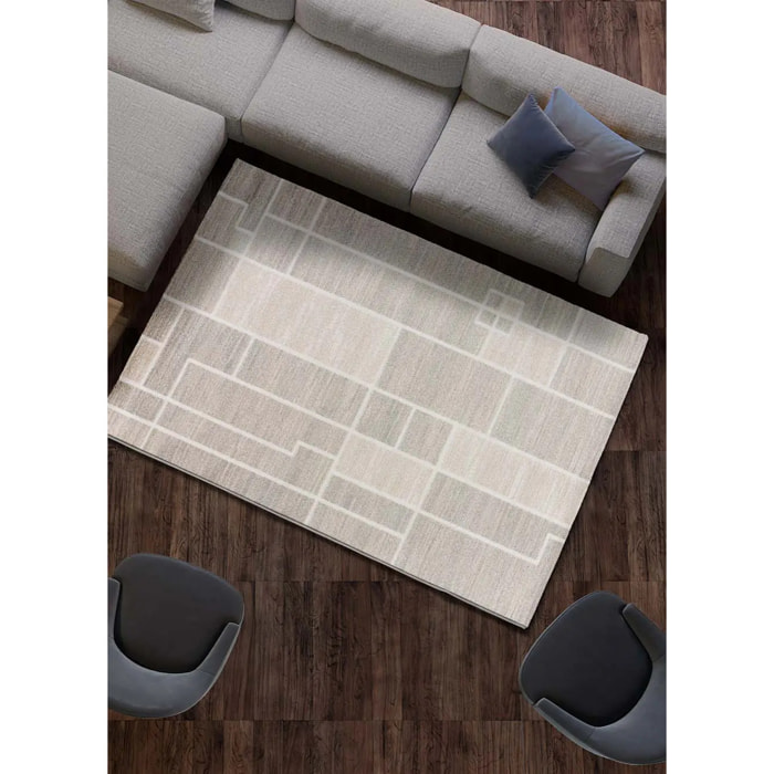 HL-ORIGIN Alfombra geométrica de pelo corto en color crema, varias medidas disponibles