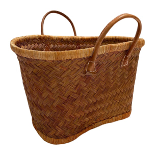 Panier artisanal de plage Marron Fibres naturelles - Aravola MM Caramel