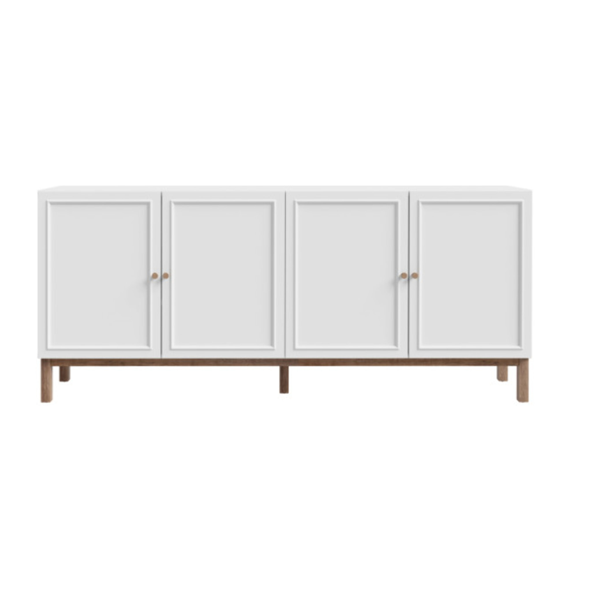 Buffet décor chêne et gris clair 199 cm 4 portes 1 tiroir - PENNY