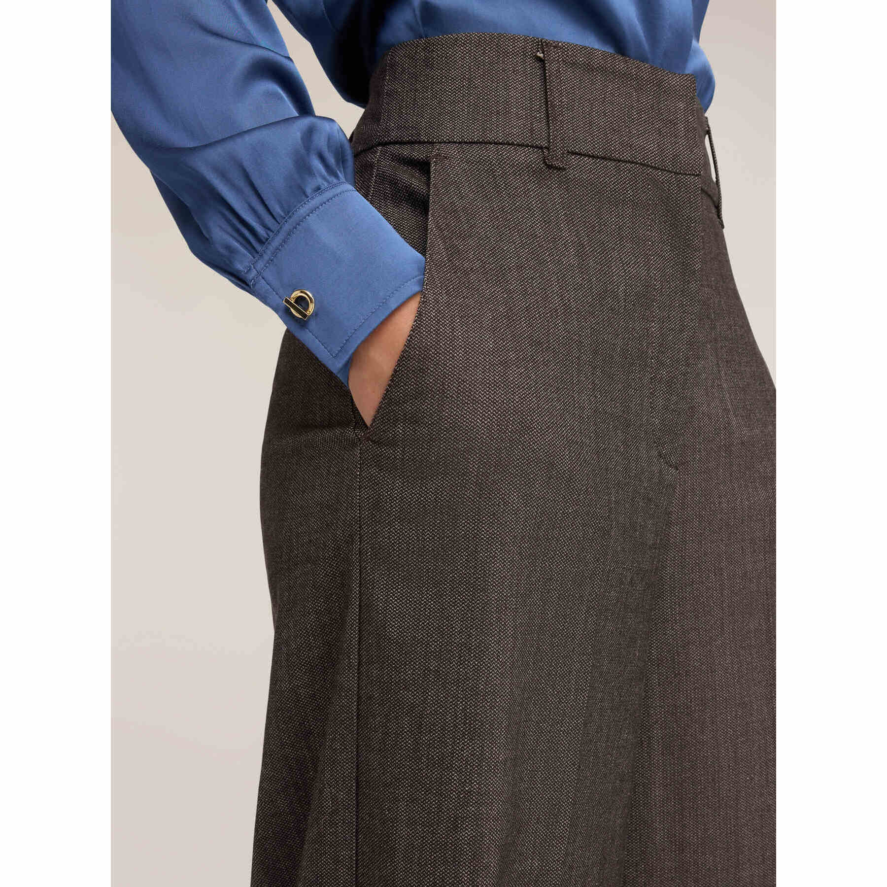 Motivi - Pantaloni palazzo tinto filo - Grigio