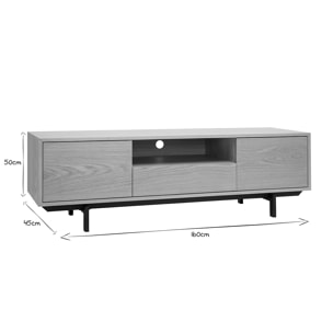 Meuble TV finition bois chêne avec niche ouverte L160 cm MANNY