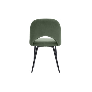 Chaises vintage en tissu velours côtelé vert kaki et métal noir (lot de 2) COSETTE