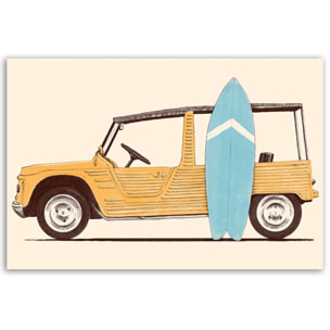Tableau Voiture Mehari et planche de surf Tableau alu Dibond