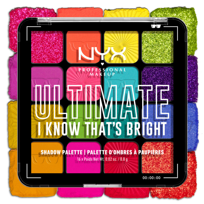 NYX Professional Makeup Palette de Fards à Paupières 16 Fards Ultimate Shadow Palette I Know That's Bright