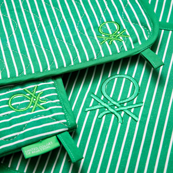 Set 3pc delantal (delantal +  manopla + agarrador)100% algodón 190gsm verde rainbow be