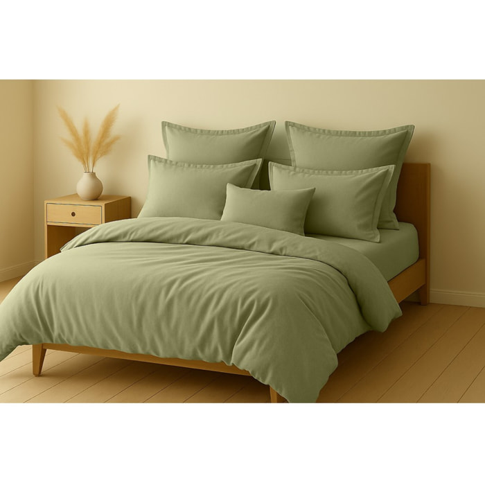 Parure Housse De Couette + 2 taies 100% Coton 57fils Verveine