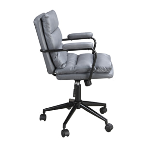 Silla Angel Cerdá oficina giratoria con asiento y respaldo tapizado en tela en gris patas en acero inoxidable en negro 59x63x90cm