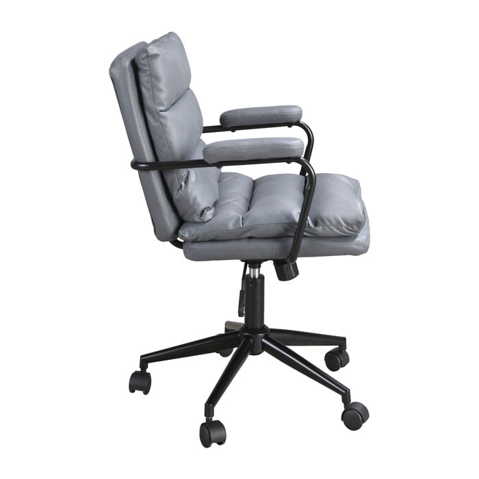 Silla Angel Cerdá oficina giratoria con asiento y respaldo tapizado en tela en gris patas en acero inoxidable en negro 59x63x90cm