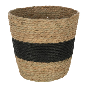 J-Line panier Rond Ligne + Anses - rotin - naturel/noir