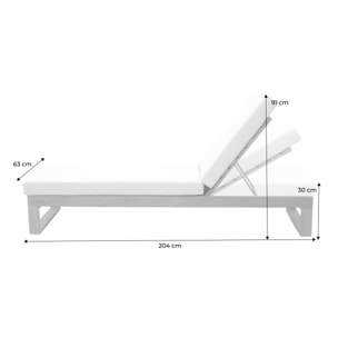 Bain de soleil en bois d'eucalyptus PAMPLONA. multi positions. toile en polyester kaki. 204 x 63 x 11.5 cm