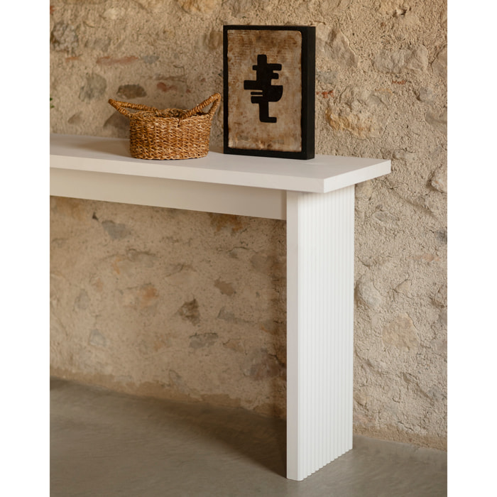 Console en bois massif ton blanc de 120x80cm Hauteur: 35 Longueur: 120 Largeur: 80