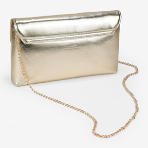 Bolso de mano dorado con broche metálico