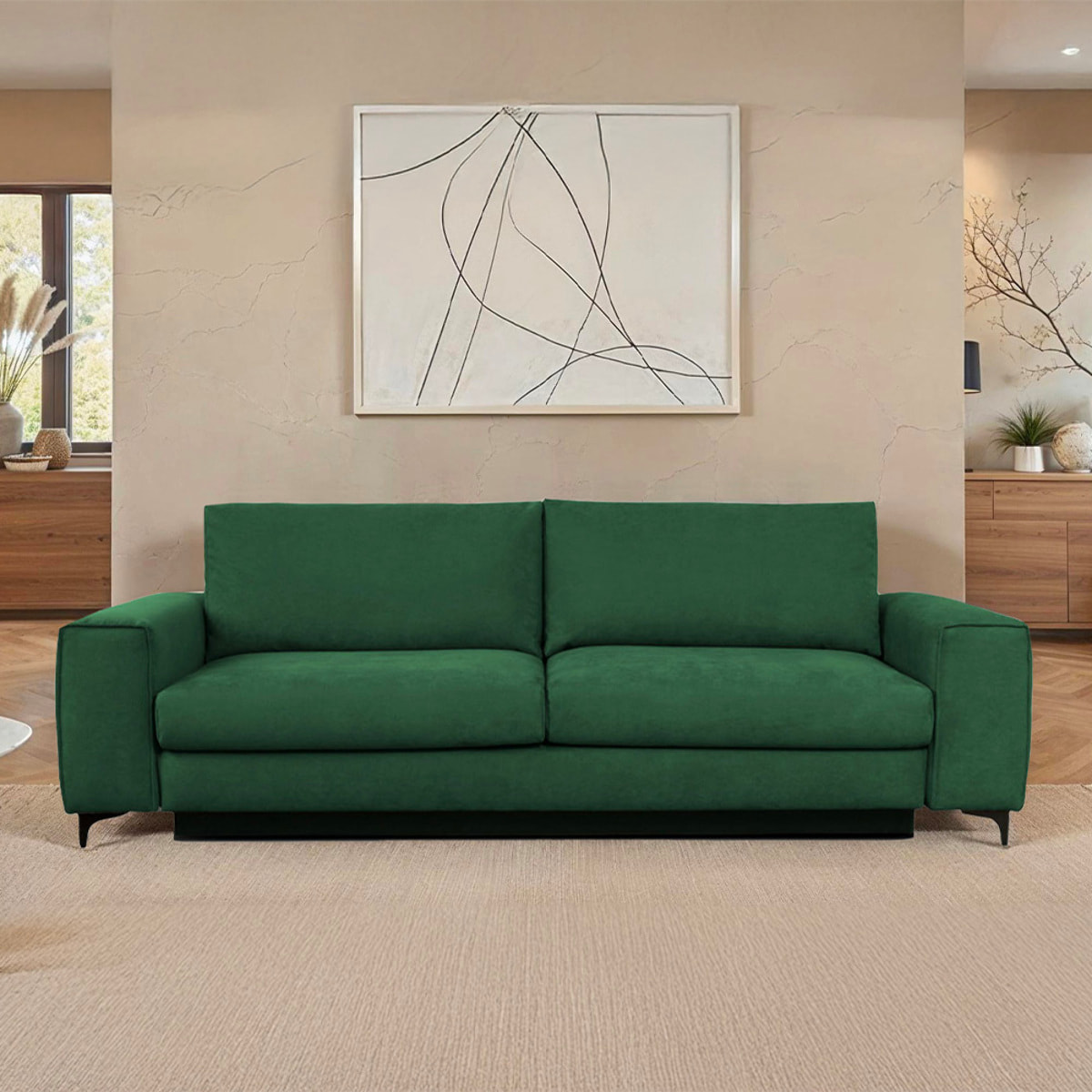 Canapé Velours Droit Fiesole - 3 Places