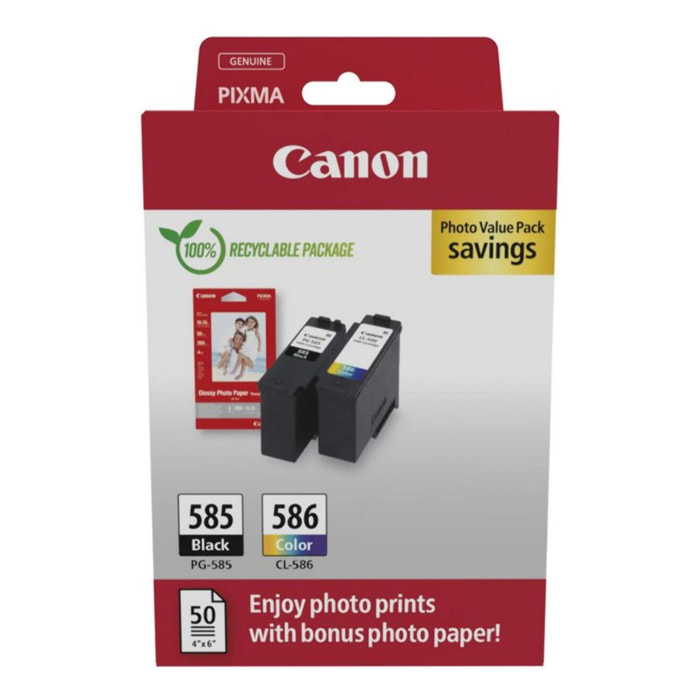 Cartouche d'encre CANON Pack de 2 Originales PG-585/CL-586 Noir et Couleur - 4106C004