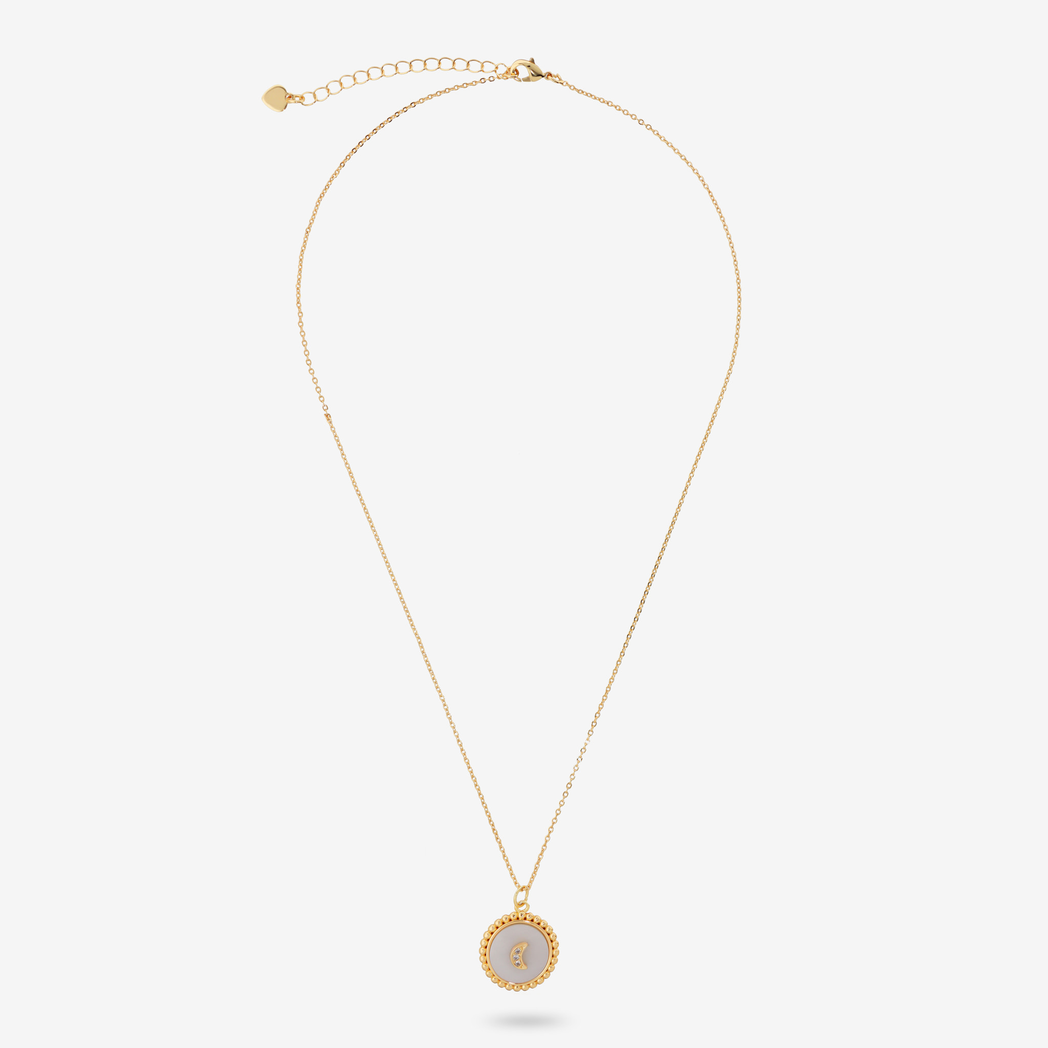 Collana Catena Rolo e Pendente in Madreperla Lavorato con Luna e Cubic Zirconia