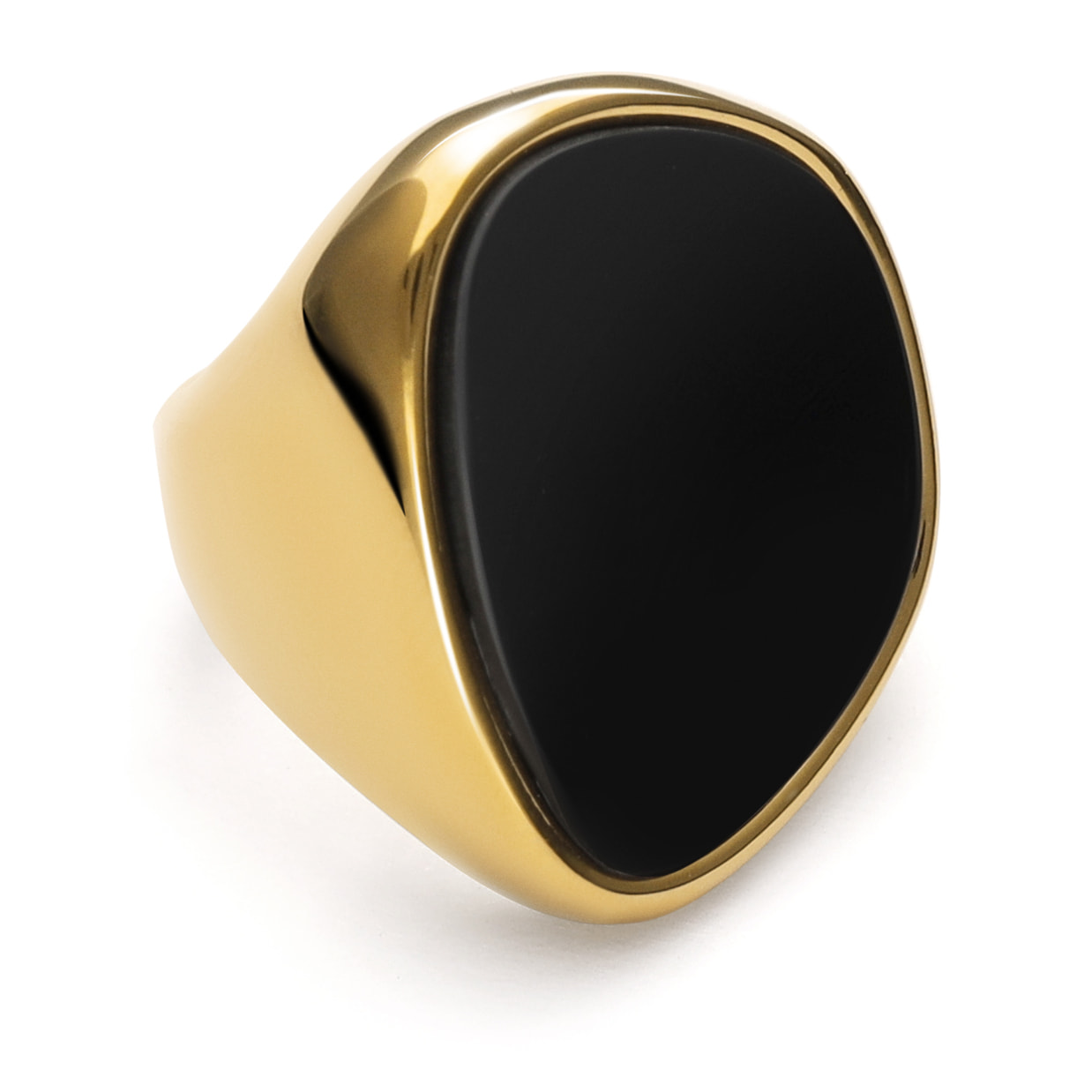 Anillo Ibiza Black Acero Baño Oro