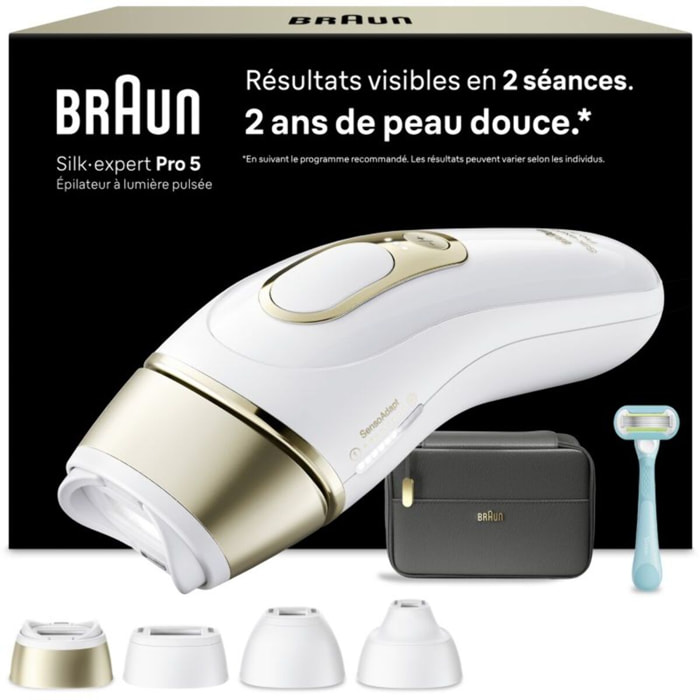 Epilateur lumière pulsée BRAUN IPL PL5431 4 têtes, 1 rasoir Gillette Venus, pochette