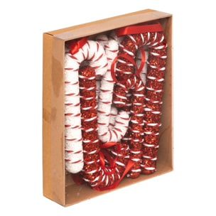 Lot de 10 sujets sucre d'orge polystyrène H.21,5cm rouge et blanc