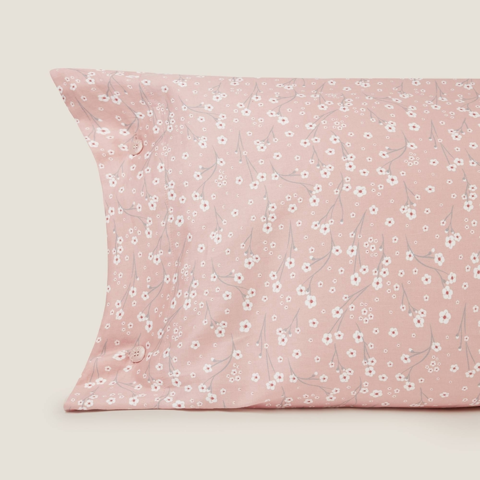 Funda almohada algodón satén flores Muna color rosa
