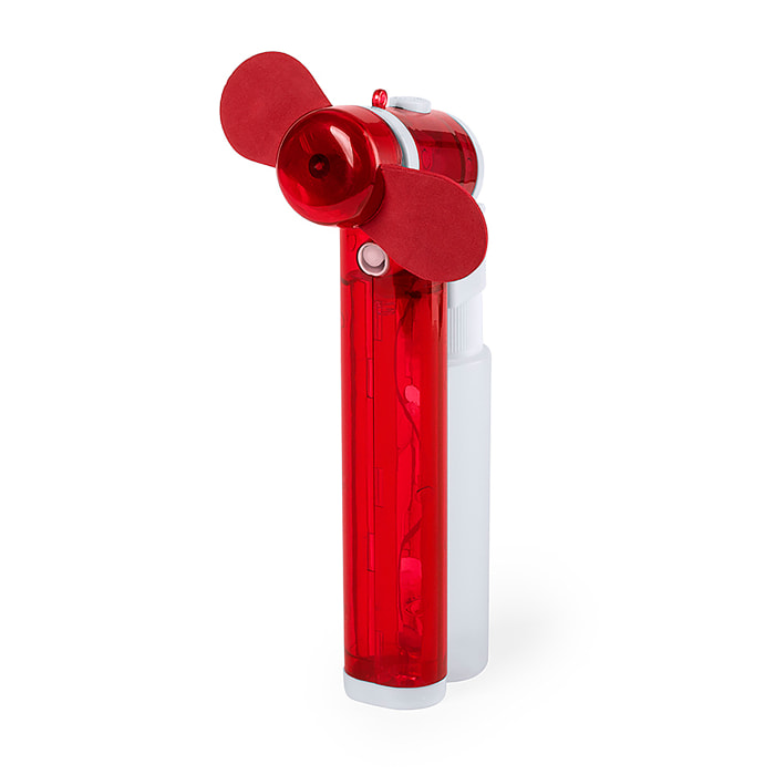 Ventilatore vaporizzatore portatile con serbatoio da 35 ml e spruzzatore manuale d'acqua.