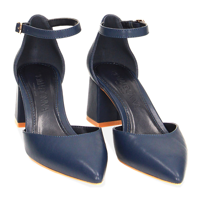 Décolleté Open Shank blu, tacco 6 cm